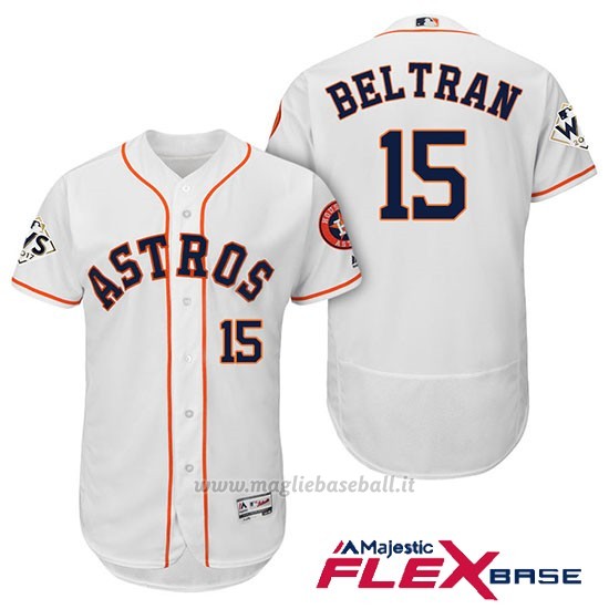 Maglia Baseball Uomo Houston Astros 2017 World Series Carlos Beltran Bianco Flex Base